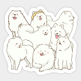 Cute samoyed dogs smiling Sticker